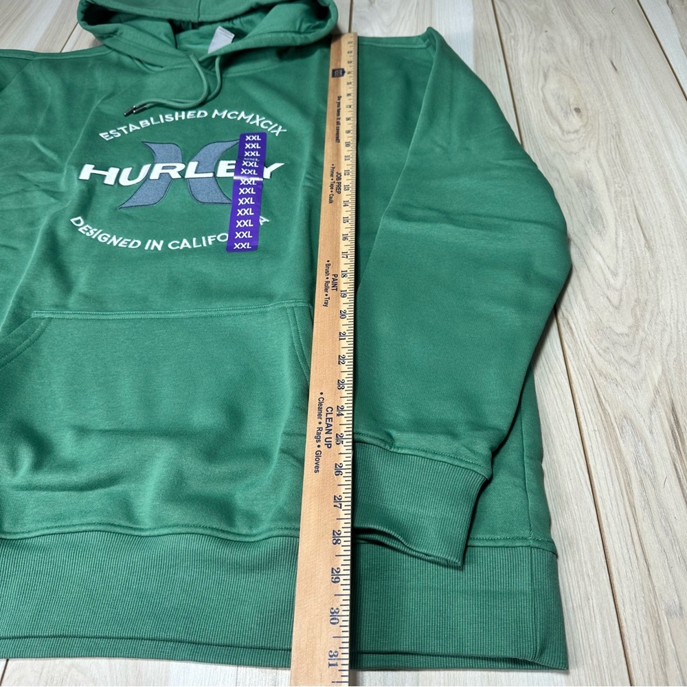 HURLEY Green GRAPHIC PULLOVER HOODIE SWEATSHIRT MENS Size XXL *NEW* Surf Logo - Picture 2 of 9